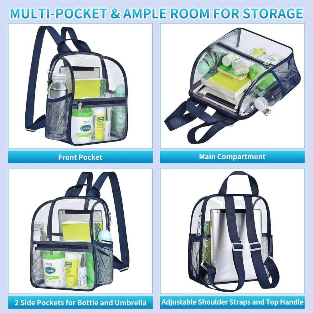 Small Clear Backpack, Stadium Approved 12x12x6 Cl… - image 4